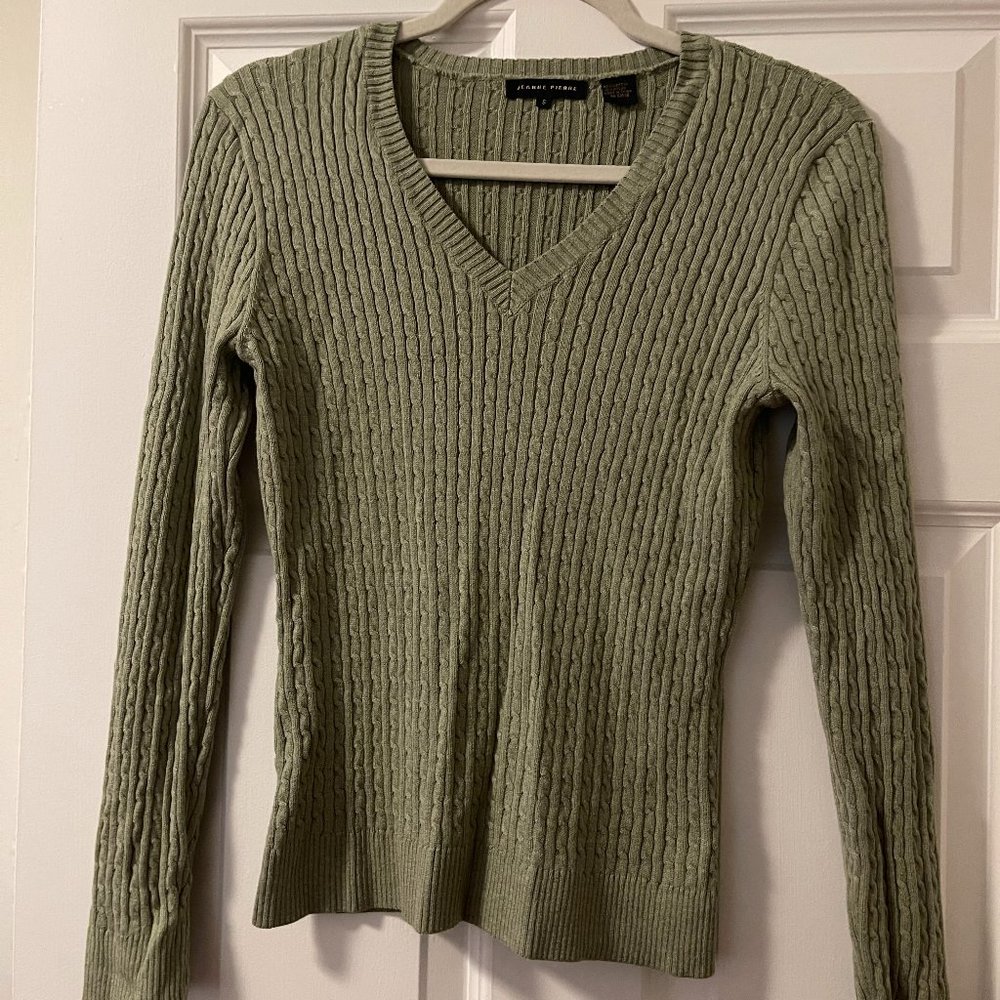 Jeanne Pierre Womens Cotton Cable Knit Sweater